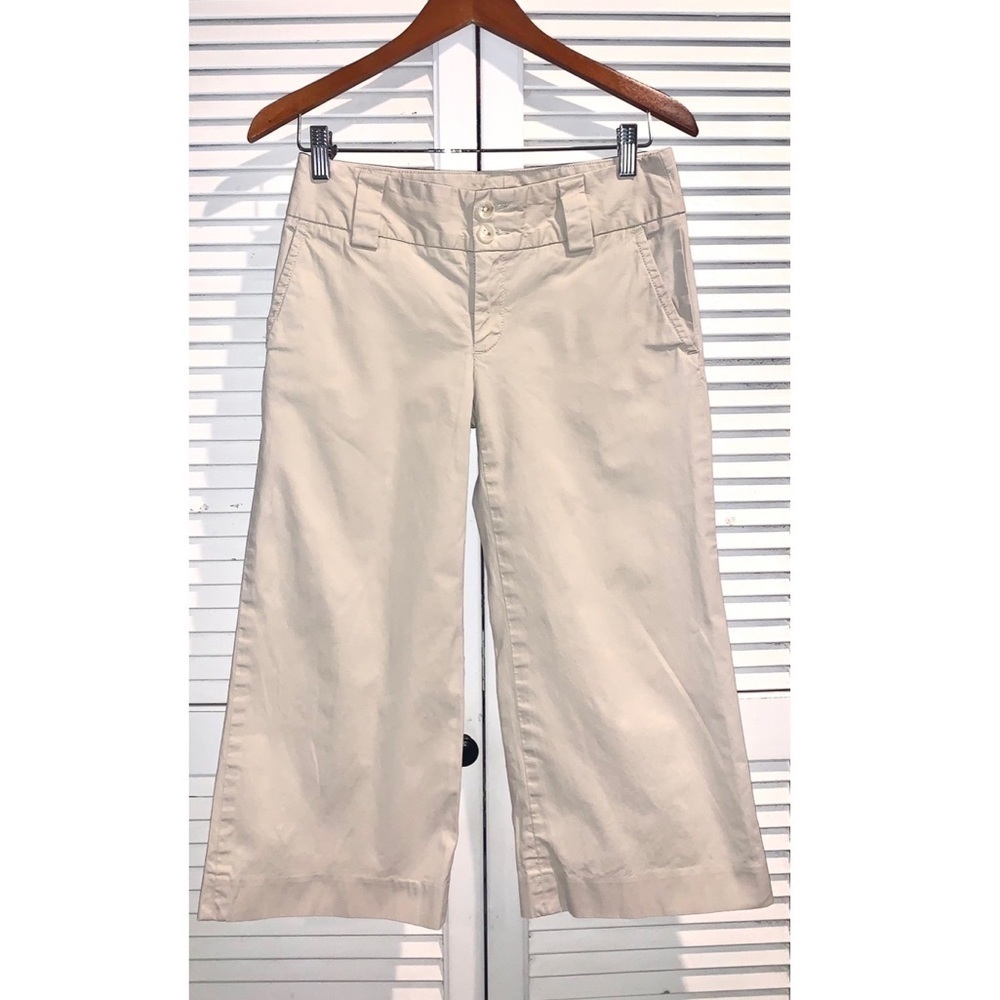 Banana Republic Beige Cropped Wide-Leg Pants